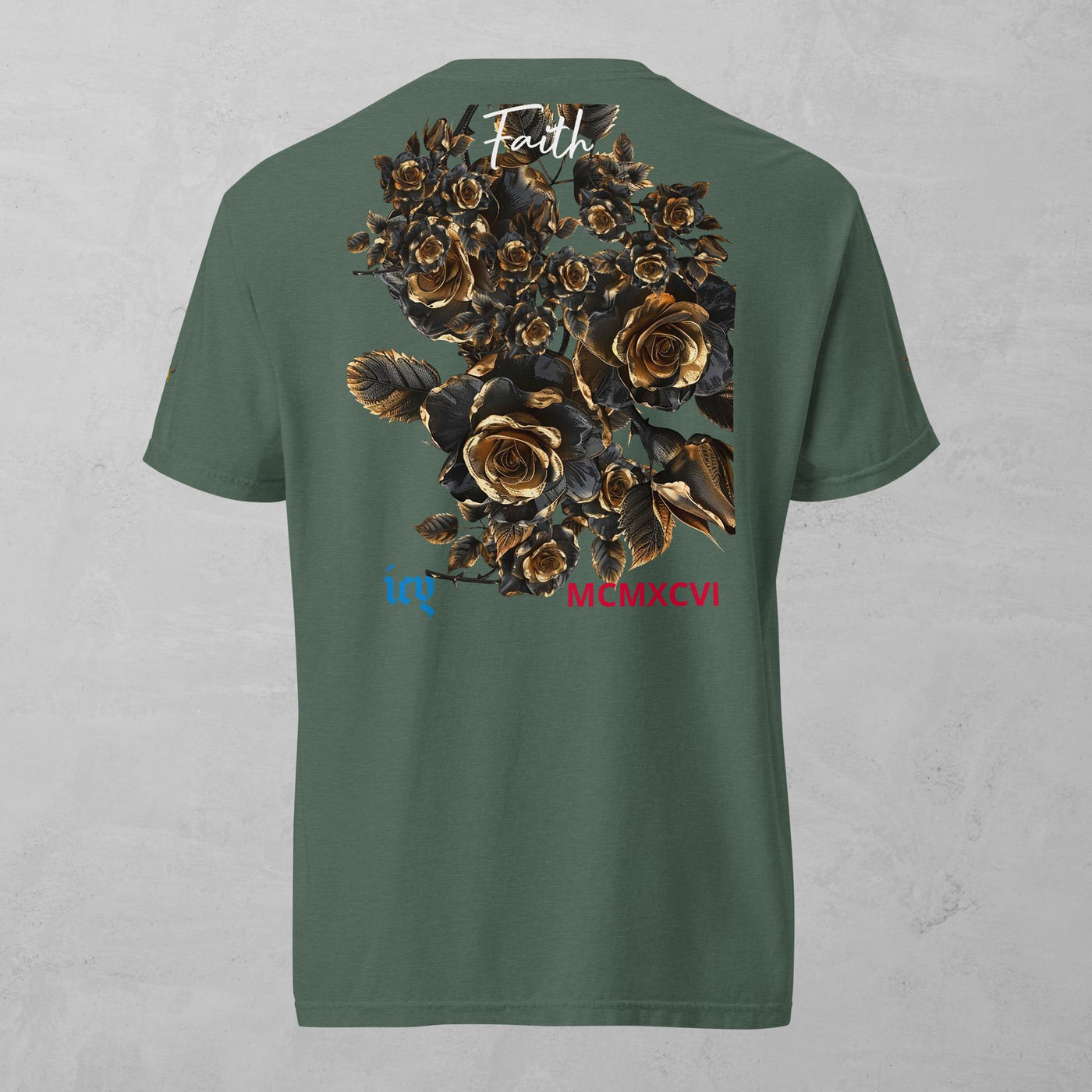 J.A Faith Gold Roses- Men's heavyweight t-shirt