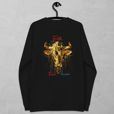J.A Faith Gold Bull Women's organic raglan sweatshirt