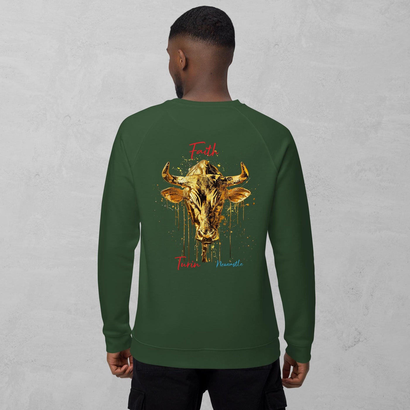 J.A Faith Gold Bull- Men's organic raglan sweatshirt