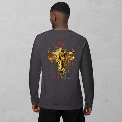 J.A Faith Gold Bull- Men's organic raglan sweatshirt