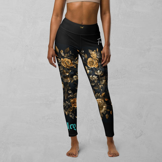 J.A Faith Gold Roses Yoga Leggings