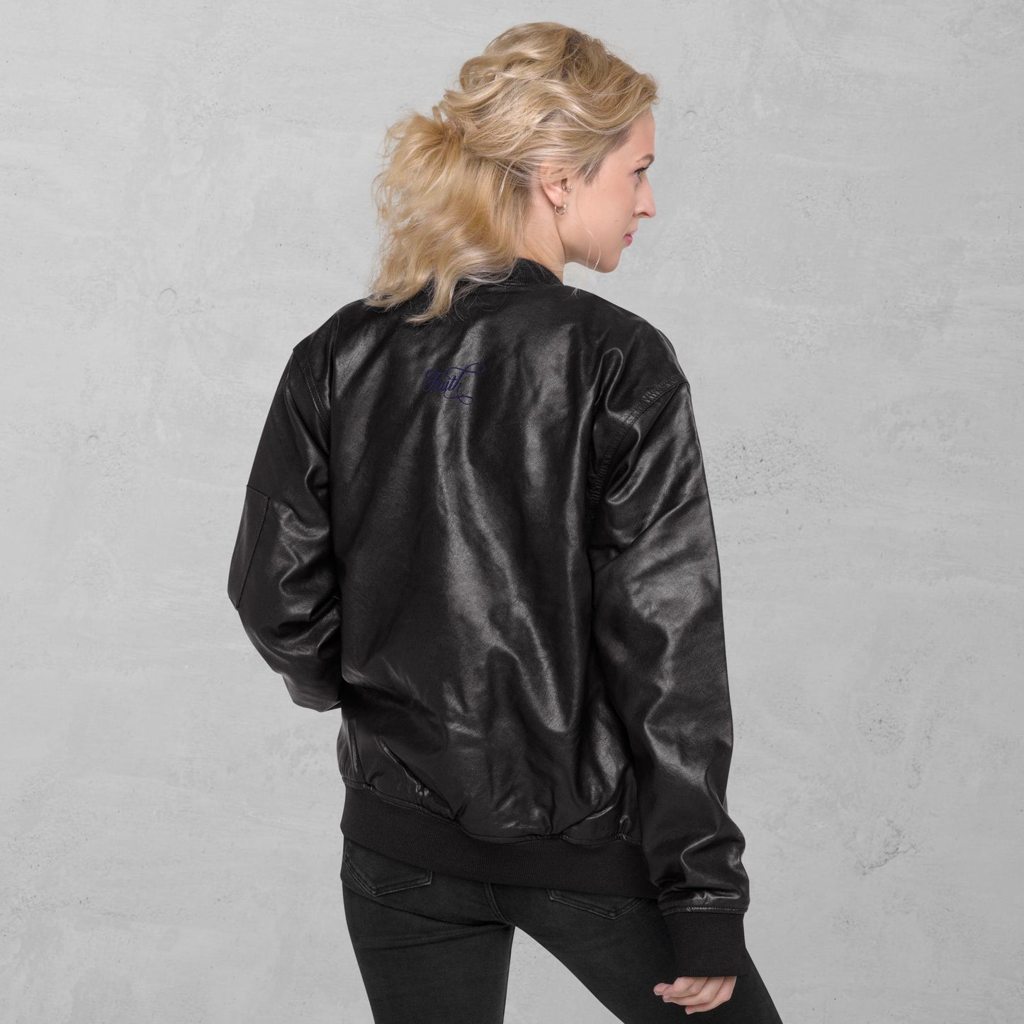 J.A Faith Women's Leather Bomber Jacket