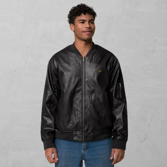 J.A Men's Leather Bomber Jacket