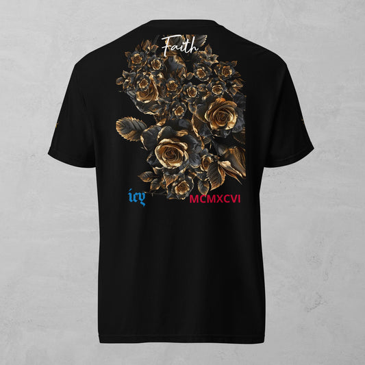 J.A Faith Gold Roses- Men's heavyweight t-shirt