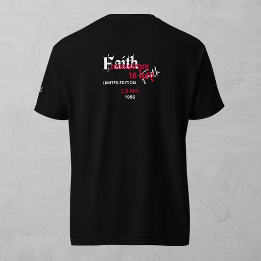 J.A Faith Consistency is Key Red heavyweight t-shirt