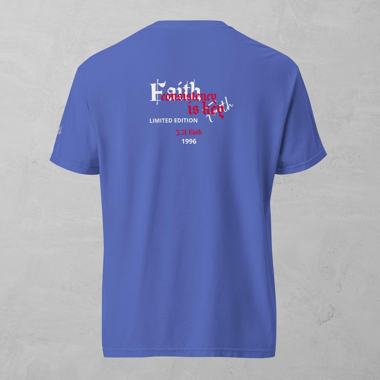 J.A Faith Consistency is Key Red heavyweight t-shirt