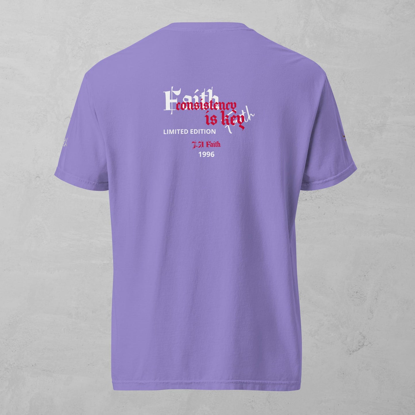 J.A Faith Consistency is Key Red heavyweight t-shirt