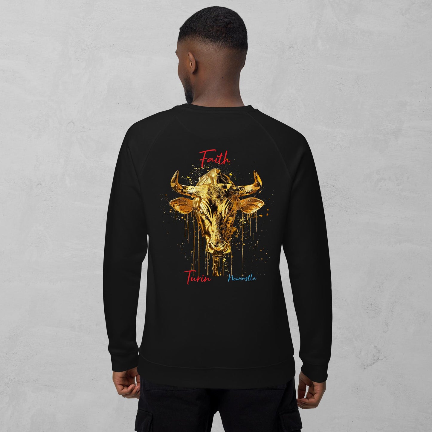 J.A Faith Gold Bull- Men's organic raglan sweatshirt