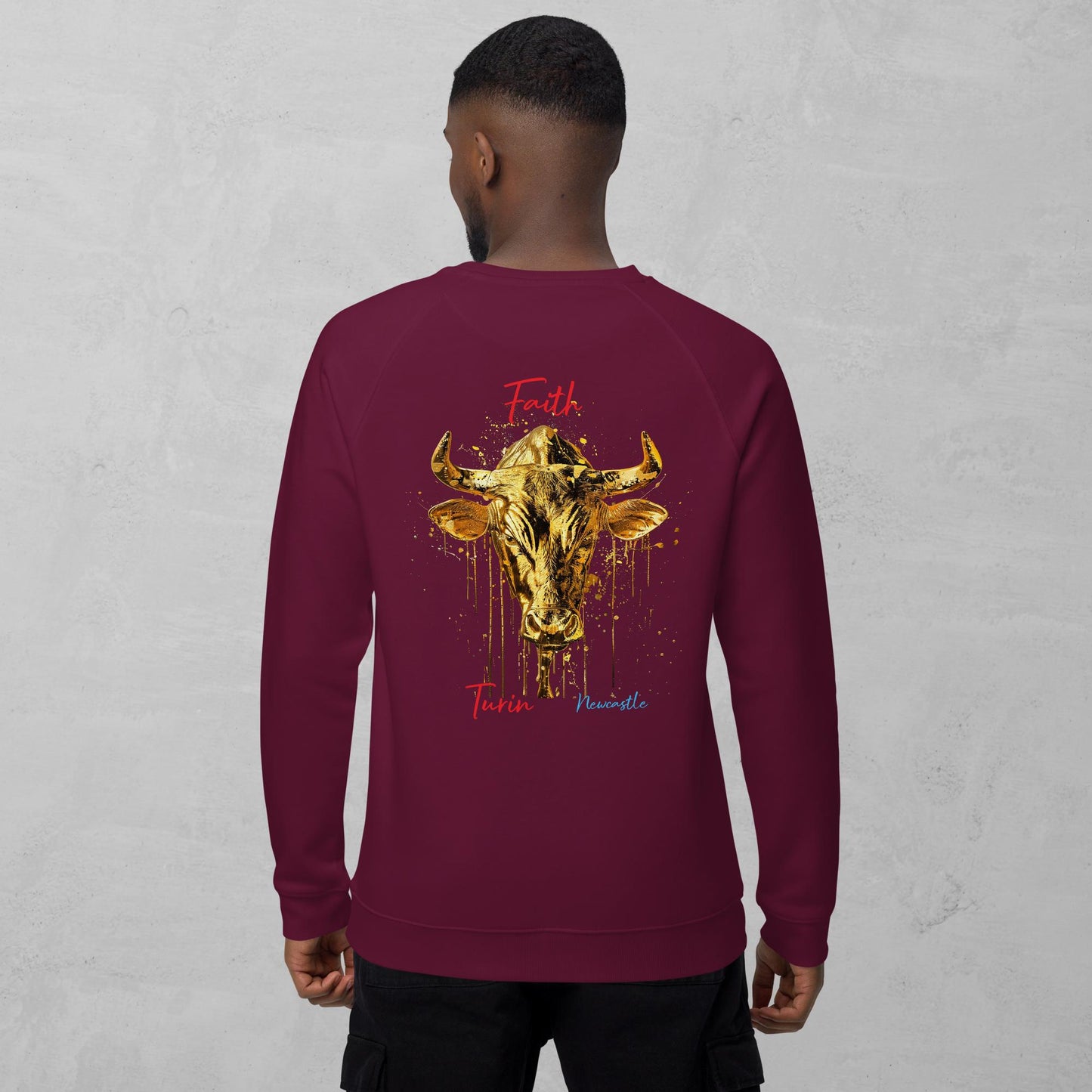 J.A Faith Gold Bull- Men's organic raglan sweatshirt