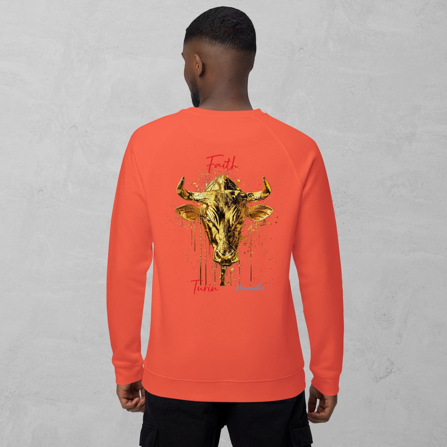 J.A Faith Gold Bull- Men's organic raglan sweatshirt