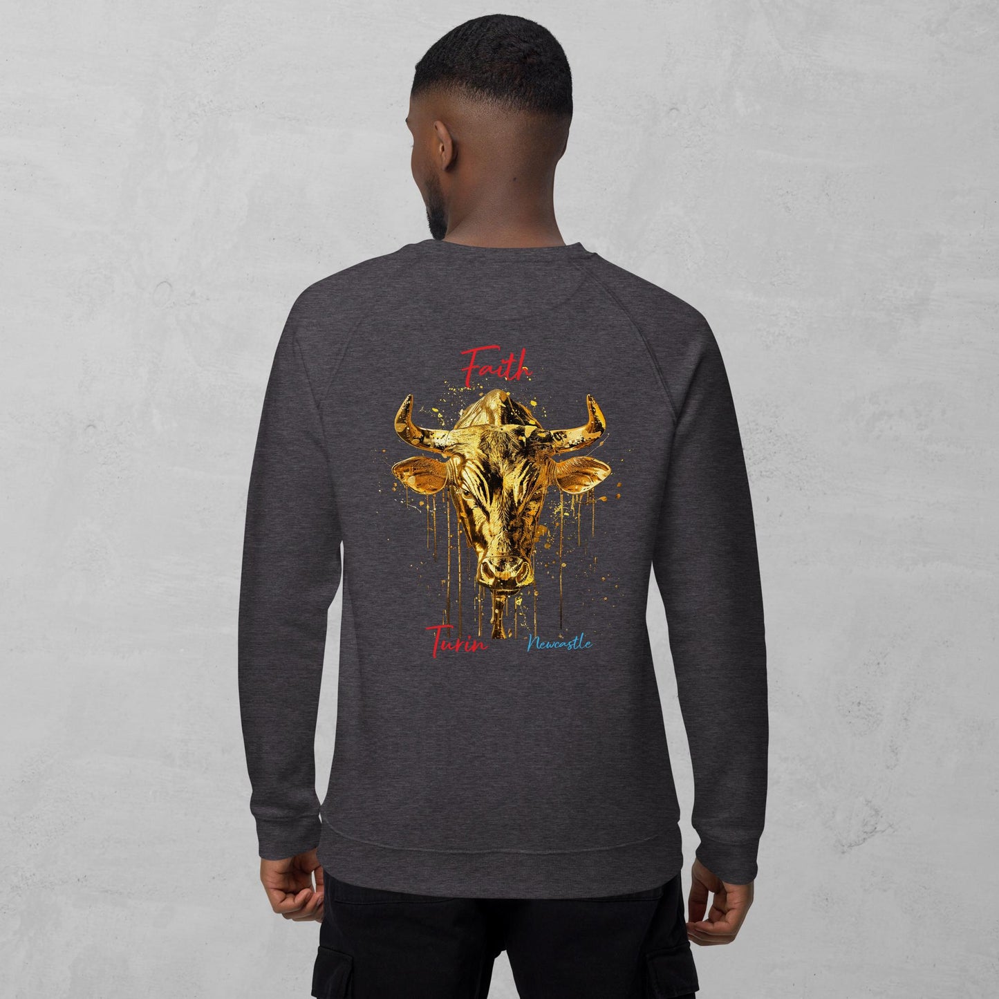 J.A Faith Gold Bull- Men's organic raglan sweatshirt