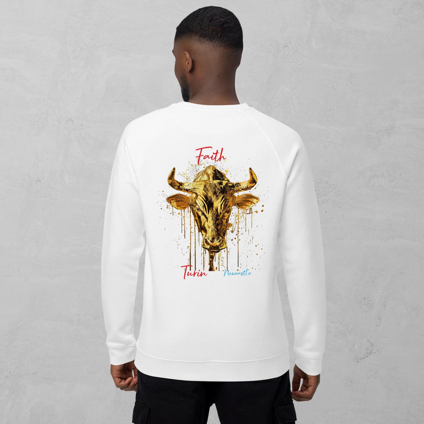 J.A Faith Gold Bull- Men's organic raglan sweatshirt